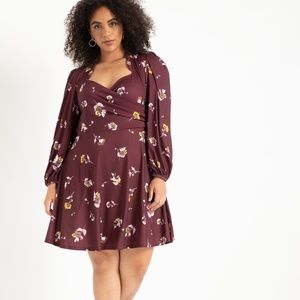 Eloquii Puff Sleeve Sweetheart Dress